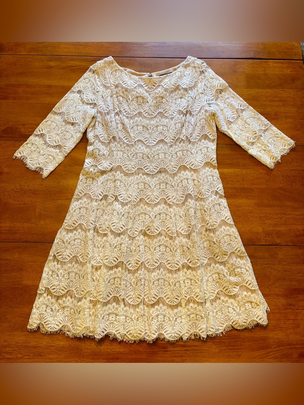 Jessica Howard Ivory Lace Lined Midi Sheath Dress size 16 - Picture 3 of 12